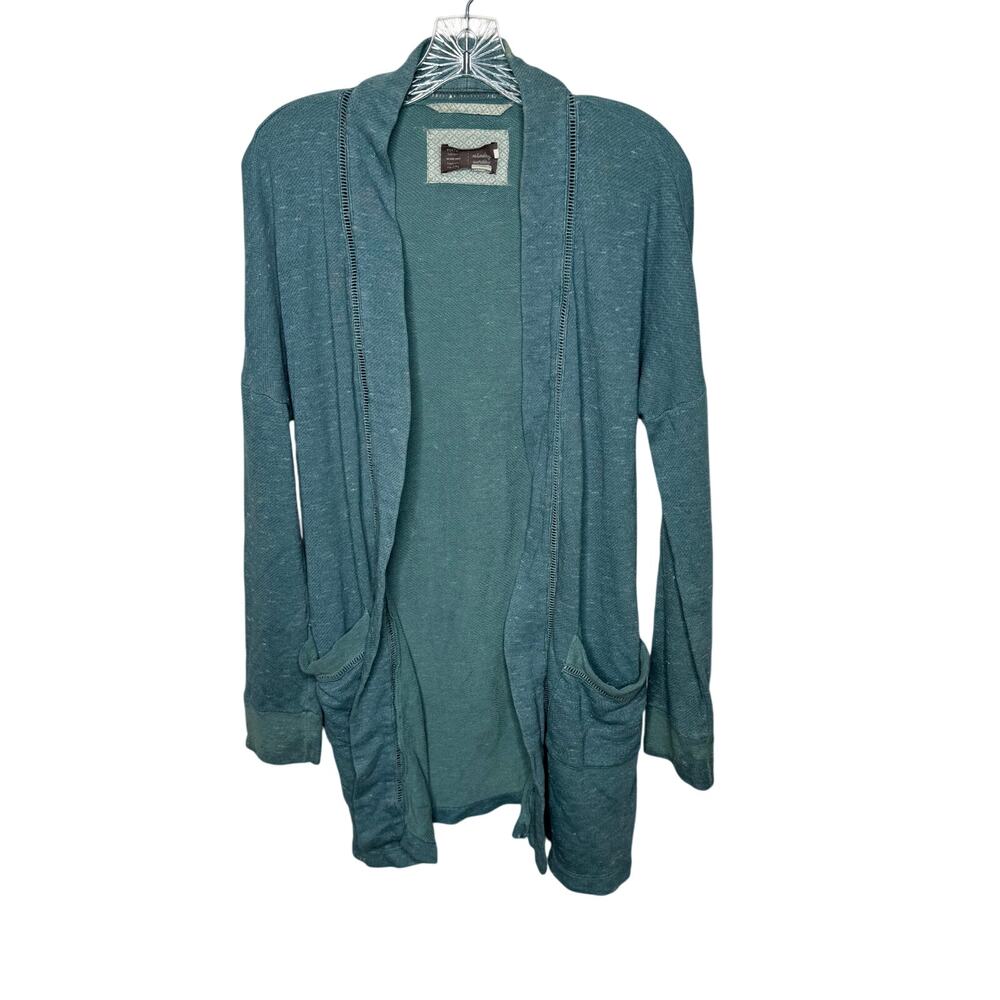 Saturday Sunday Women’s Open Front Cardigan Blue Teal Pocket Drape‎ Sweater XS/S